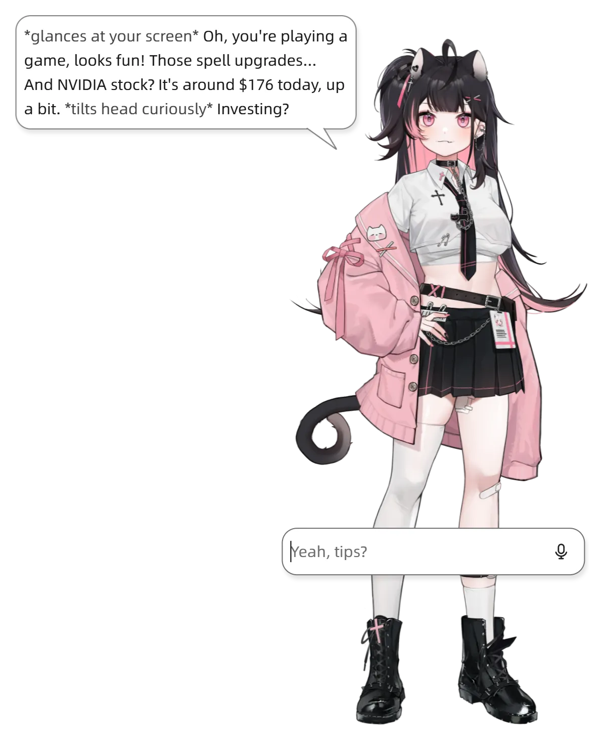 Character replying with screen and web search results