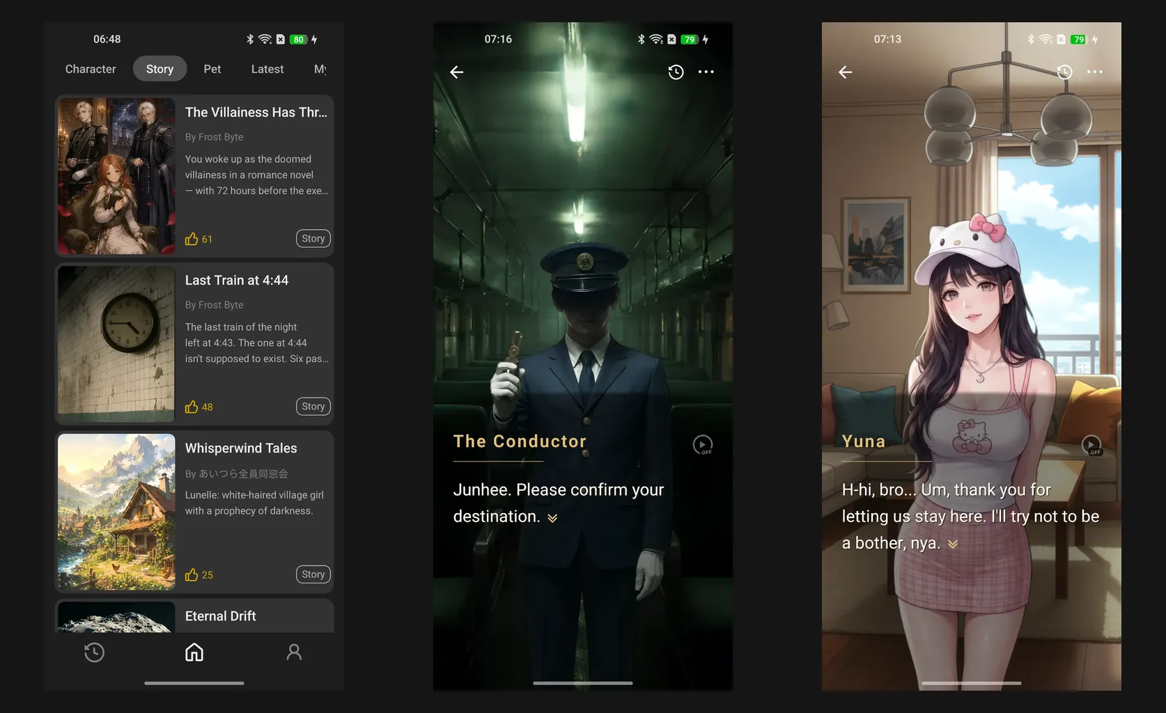Characters, chats, and stories on Android