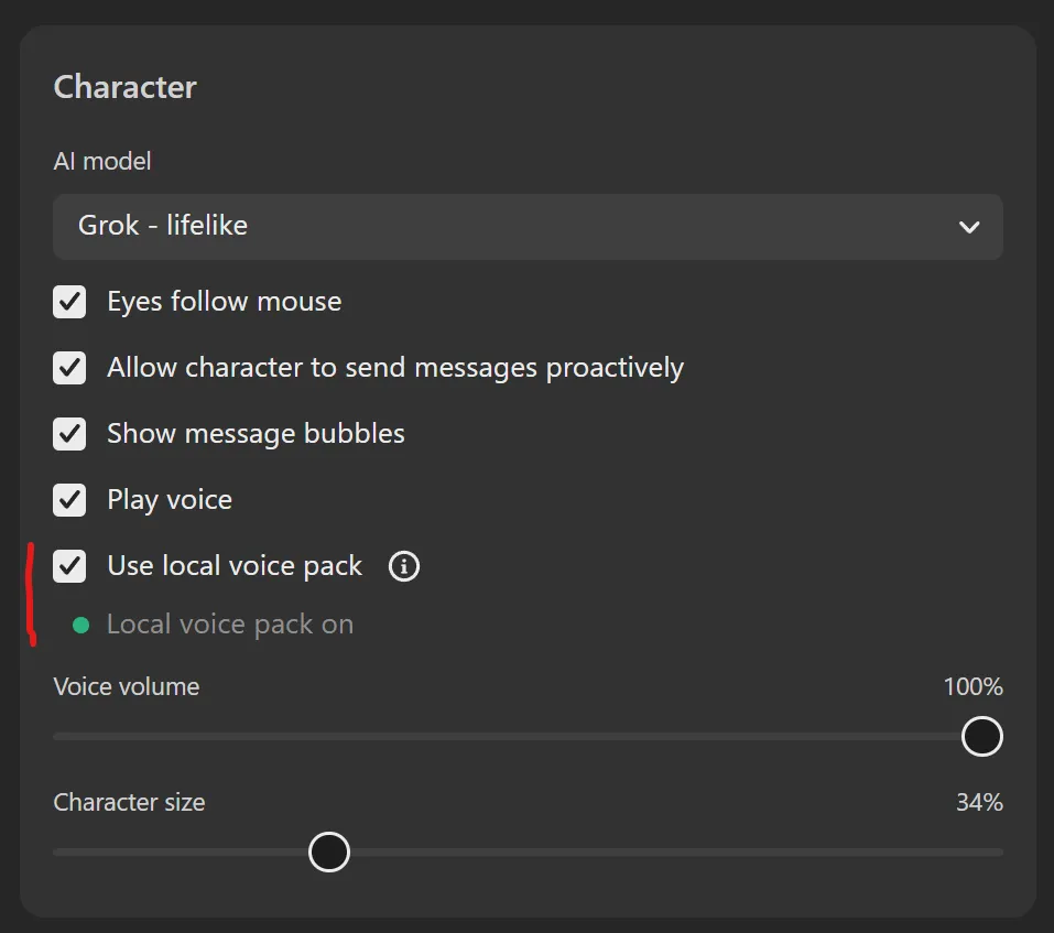 Local Voice Settings