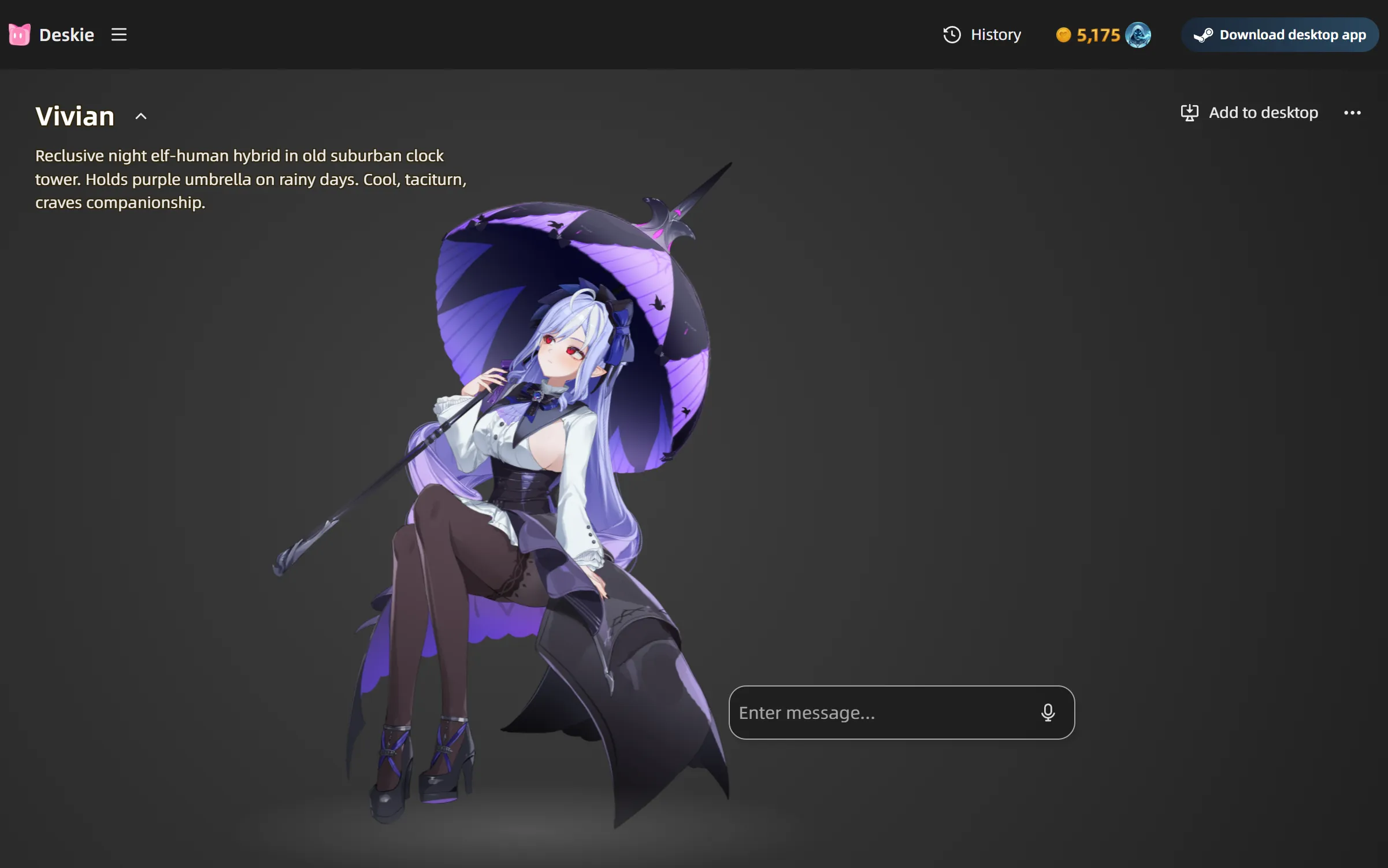 Web chat with a character